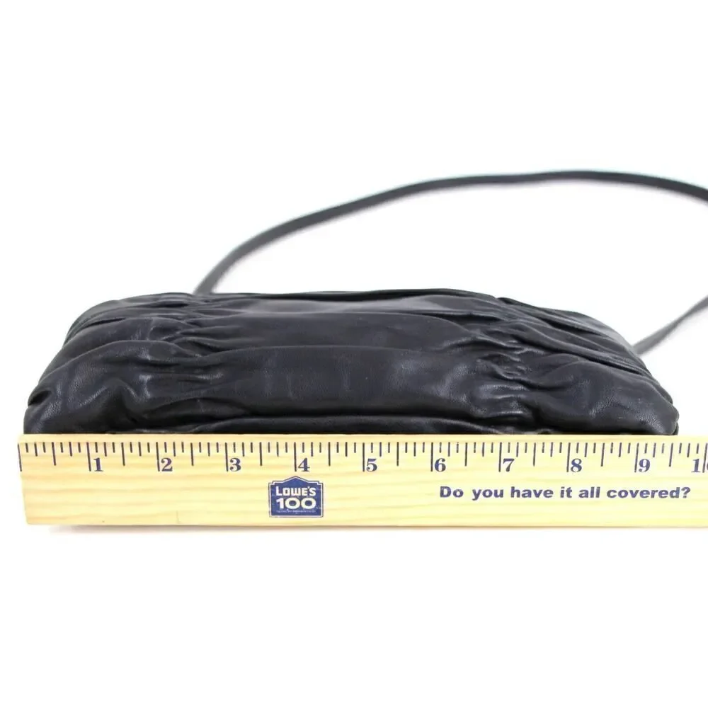 Michael Kors SOFT BLACK GENUINE LEATHER SMALL X-BODY SHOULDER BAG CLUTCH PURSE